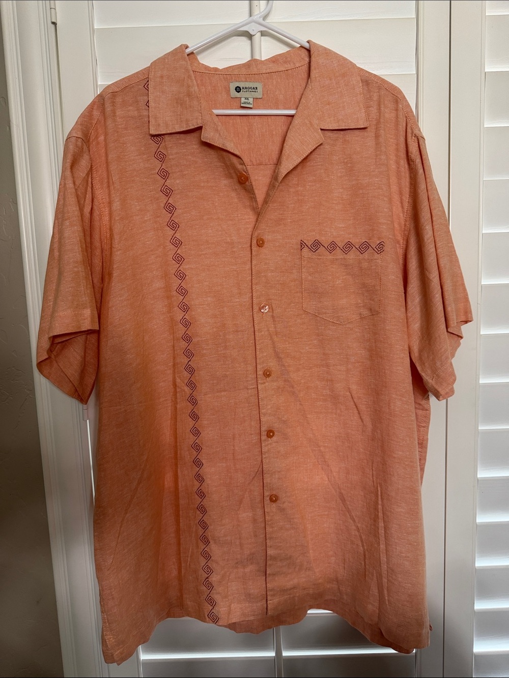 Haggar Orange Short-Sleeve button down Shirt